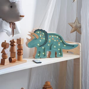 Wooden Dinosaur LED Night Light for Kids Room – Handmade Kids Lamp, Childrens Day Gift, Unique Boys & Girls Bedroom Decor
