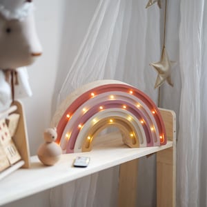 Wooden Rainbow Night Lamp for Kids | Handmade Nursery Light | Toddler & Baby Room Decor | Kids&#39; fairy tale bedroom