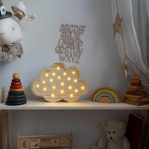 Wooden Cloud Night Light for Kids – Nursery Wall Lamp, Baby Room Decor, Handmade Nightlight, Toddler Bedroom Lighting