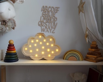Handmade Wooden Cloud Night Light: Baby Nursery Decor