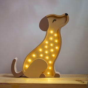 wooden dog night lamp for kids, wood nursery lights, handmade decor children lamp, kids decoration, kids furniture, toddler, baby room