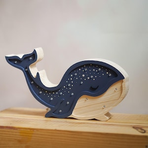 Handgefertigte Wal-Lampe aus Holz - Perfekte Kleinkindzimmer-Akzent - Kinderzimmer-Lichter - Baby-Lampe