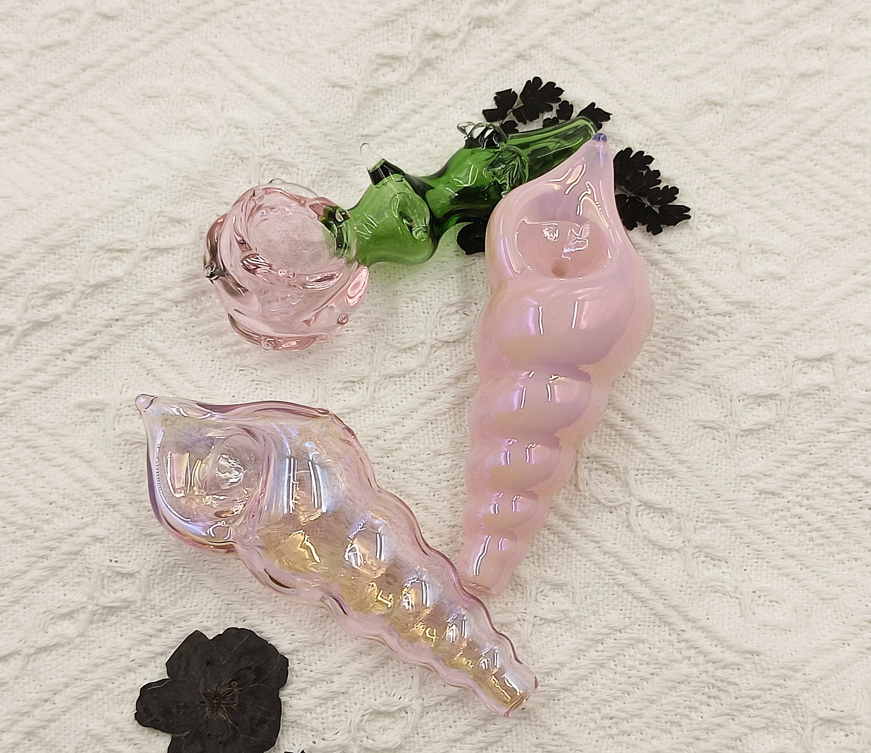 Rose Glass Pipe, Purple Glass Pipe, Pink Pipe,Spoon-Shaped Pipe, Handmade Glass Pipe, Cute Girl Bowl, Cool Gift