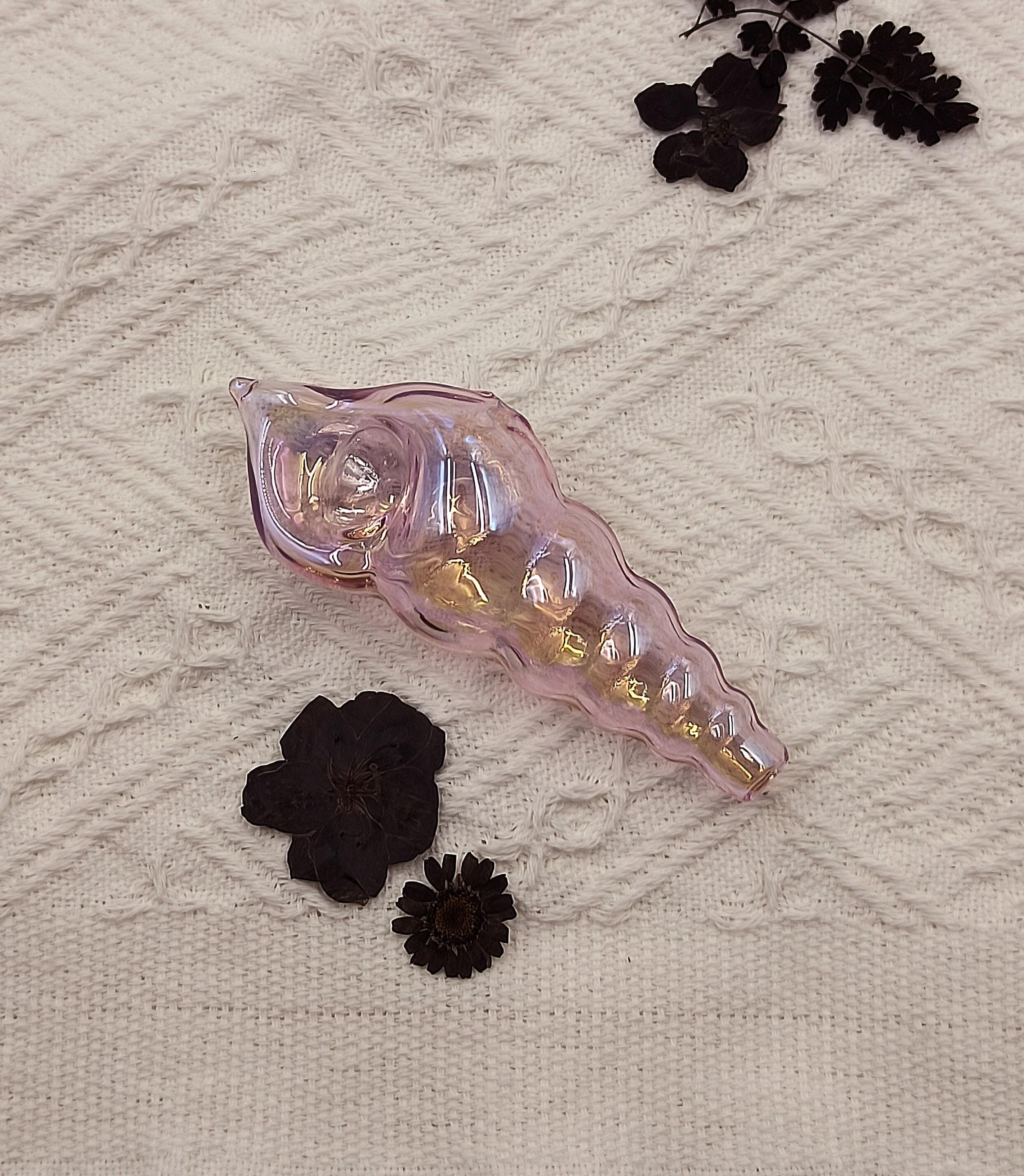 Rose Glass Pipe, Purple Glass Pipe, Pink Pipe,Spoon-Shaped Pipe, Handmade Glass Pipe, Cute Girl Bowl, Cool Gift