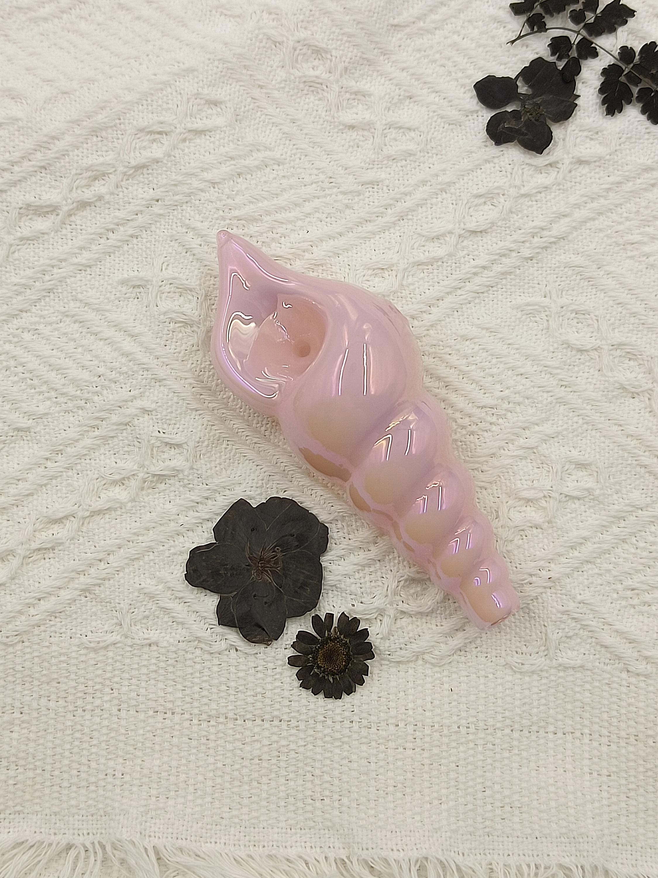 Rose Glass Pipe, Purple Glass Pipe, Pink Pipe,Spoon-Shaped Pipe, Handmade Glass Pipe, Cute Girl Bowl, Cool Gift