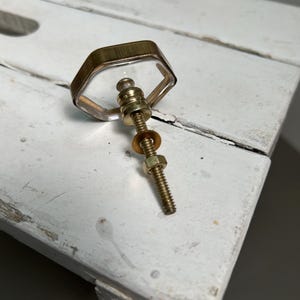 Lucite and Solid Brass Cabinet/Drawer Knob, Hexagon, Mid-Century Hardware