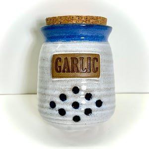 Stoneware Wall Mount Garlic Keeper - Studio Signed Pottery VTG 90s, Rustic Decor