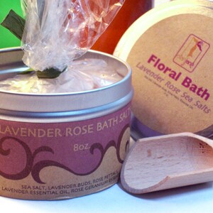 Lavender Bath Salts with Lavender Buds and Rose Petals  8oz. Home and Living- Bath and Body