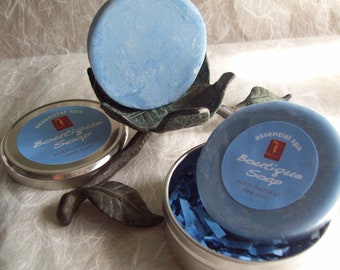 Essential Spa Dead Sea Salt Soap handcrafted artisan soap in a metal tin