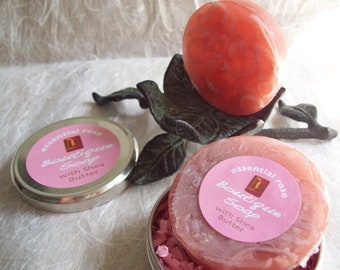 Essential Rose Boutique artisan soap, glycerin soap with natural soap shreds, 2 oz in metal tin