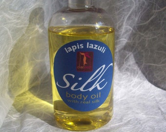 Body Oil 8 oz Lapis Lazuli Silk Organic with silk amino acids, luxury moisturizing, exotic essential oil fragrance