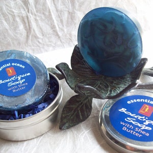 Essential Ocean Soap Artisan handcrafted glycerin soap with soap in metal tin