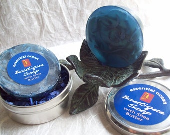 Essential Ocean Soap Artisan handcrafted glycerin soap with soap in metal tin