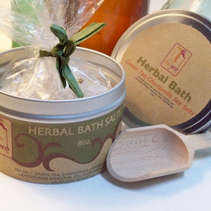 Sales de baño hierbas con té verde, hoja de Comfrey, aceite esencial de hierba de limón, manzanilla-cuidado de la piel natural