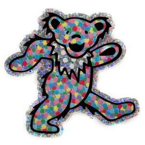 Adesivo de glitter Grateful Dead Confetti Dancing Bear #2 Marching Bear ENVIO RÁPIDO