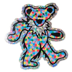 Grateful Dead Confetti Dancing Bear Glitter Sticker #1 Marching Bear FAST SHIPPING