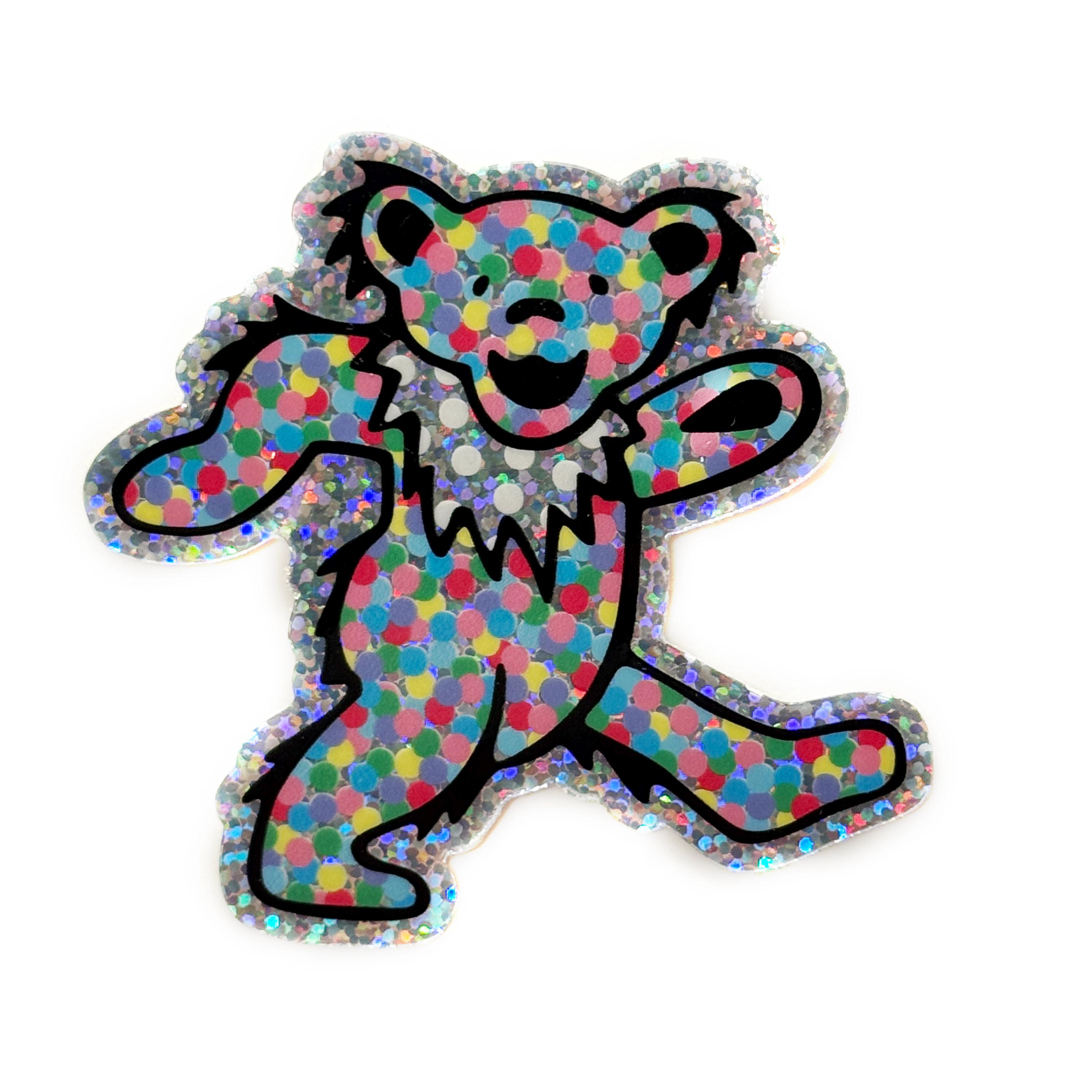 Grateful Dead Konfetti Tańczący Niedźwiedź Brokat Naklejka #2 Maszerujący Niedźwiedź SZYBKA WYSYŁKA