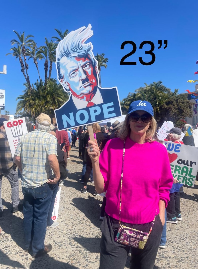 Anti Trump Protest Sign Nope To Fascism: Big Face Cutout on a Stick image 5