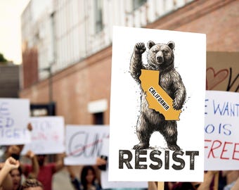 California Resist Poster: Protest Art, Anti-ICE Decor (Digital Download