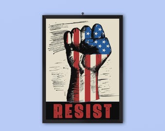 USA Resist Protest Sign: Anti Trump Activist Poster