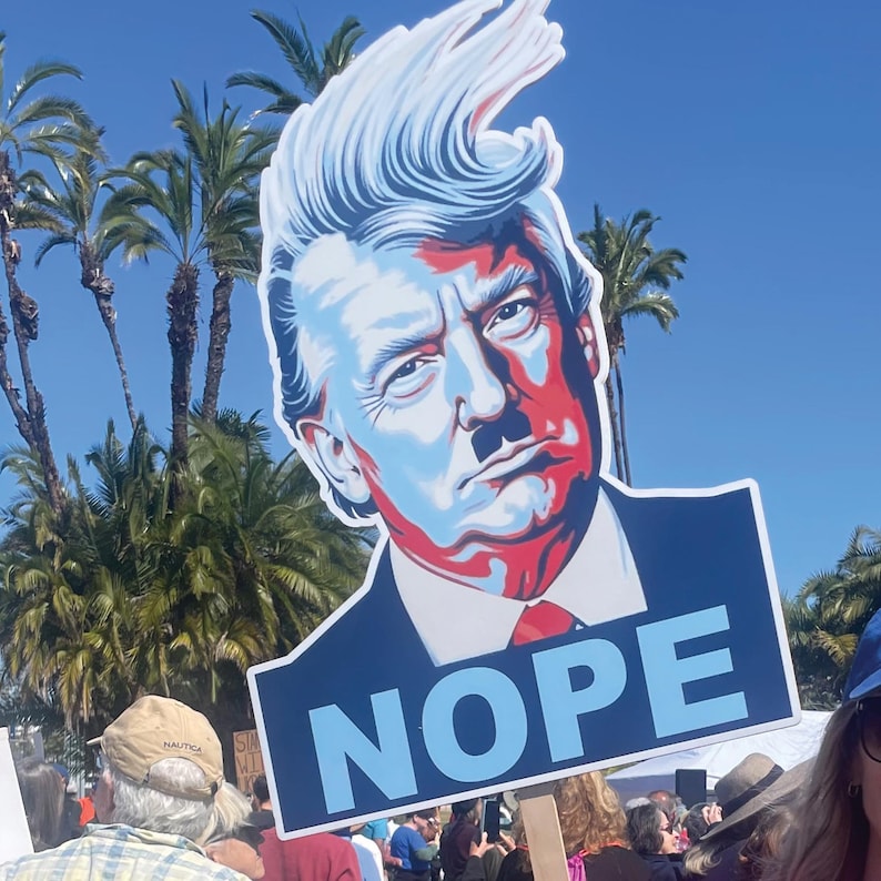 Anti Trump Protest Sign Nope To Fascism: Big Face Cutout on a Stick image 2