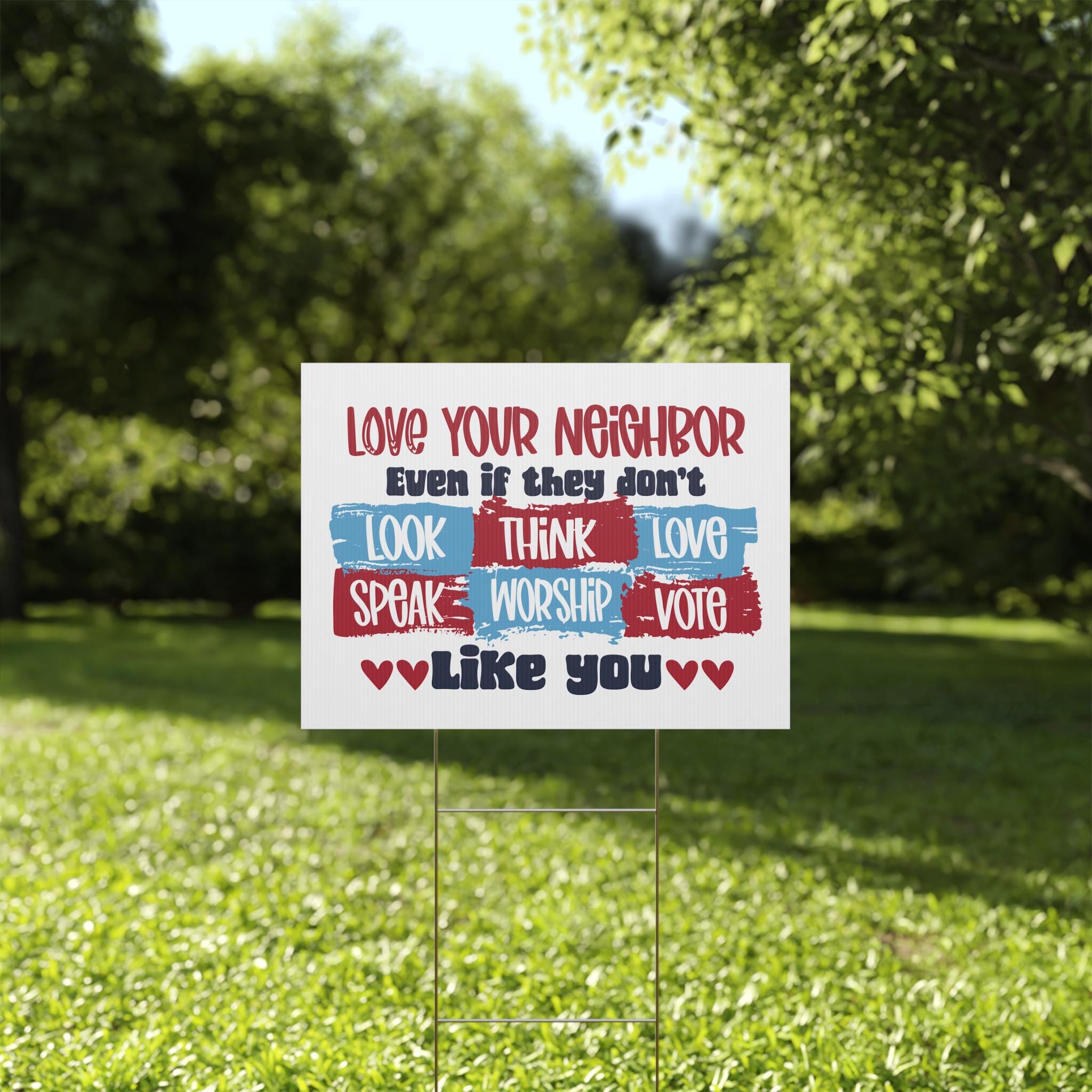 Love Your Neighbor Yard Sign: Durable Corrugated Plastic, Includes ...