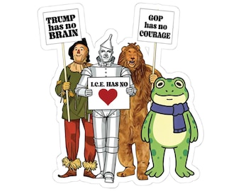 Wizard of Oz and Portland Frog Kiss Cut Sticker, Anti-Trump Sticker Pack, Anti Ice Political Humor