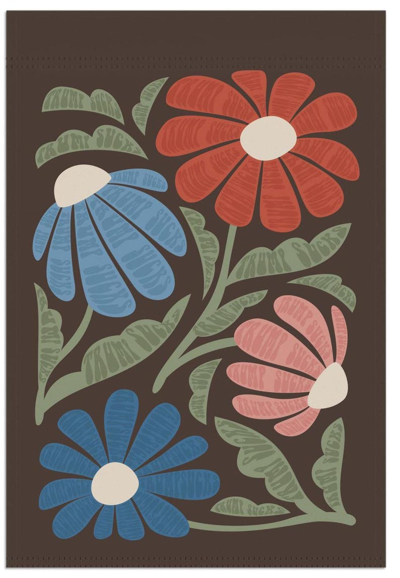 Trump Sucks Subtle Flower Design Outdoor Yard Flag in Brown image 9