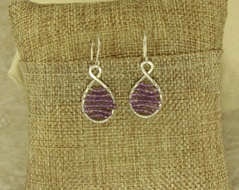 Amethyst Wire Wrapped Dangle Sterling Silver Earrings, Amethyst Sterling Silver Earrings, Amethyst Dangle Earrings