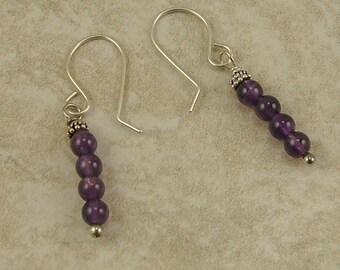 Amethyst Sterling Silver Stick Dangle Earrings, Sterling Silver Earrings, Amethyst Silver Earrings