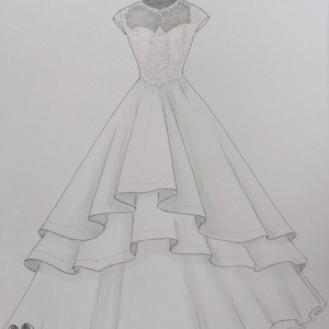 Custom Wedding Dress Sketch Wedding Dress Hand Drawing Say - Etsy