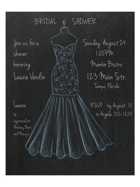 Custom Bridal Shower Invitation Jpeg Black And White Card On Etsy