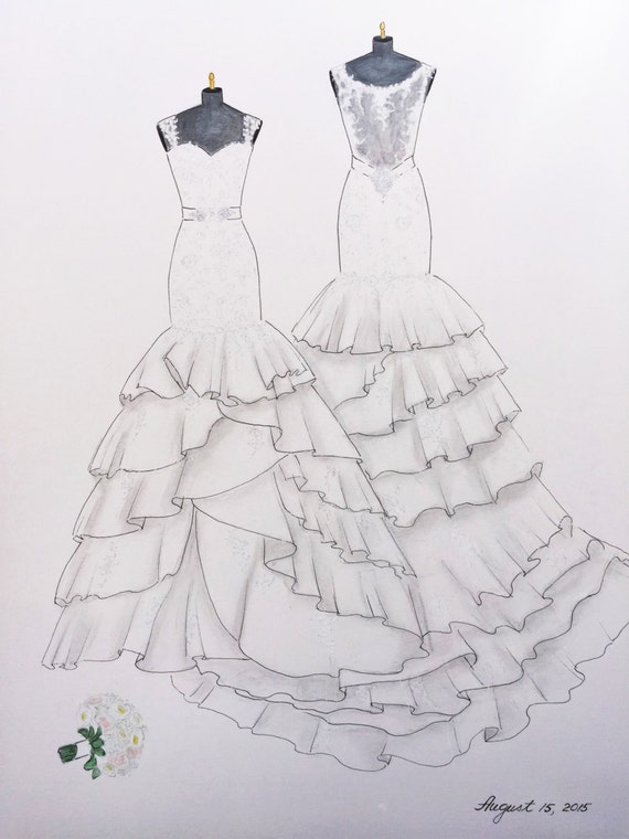 Custom Wedding Dress Sketch in 2D by Brides & Tailor - Etsy