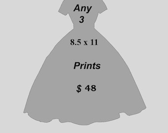 Any three 8.5 x11 Prints for Forty five dollars - Mix and Match - Choose your prints- Fashion illustration