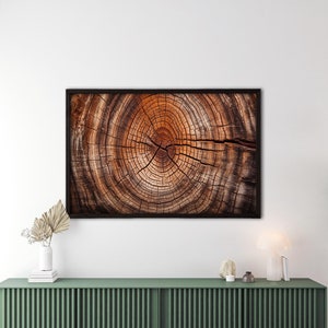 Tree Ring Wall Art, Rustic Wood Grain Canvas Print, Nature-Inspired Decor, Modern Geometric Art, Earthy Home Accent, Natural Wall Art