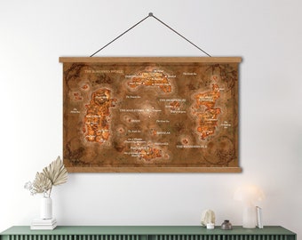KALIMDOR incorniciato, mappa orientale di Nordania, World of Warcraft, mappa, mappa del mondo, tela, pergamena, decorazione da parete, regalo, WOTLK, Wrath of the LichKing, Azeroth
