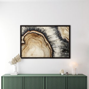Burnt Wood Texture Canvas Wall Art, Abstract Tree Ring Print, Minimalist Natural Tones Canvas, Organic Modern Wall Decor for Home or Office