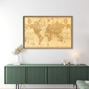 World Map Vintage Atlas 1898 Mercator projection SEPIA, Vintage Poster Wall Art Print, Vintage World Map