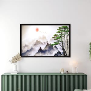 Landscape Japanese wall art Mountain print art Japan print, Mountain canvas art Japan home decor Asian wall decor