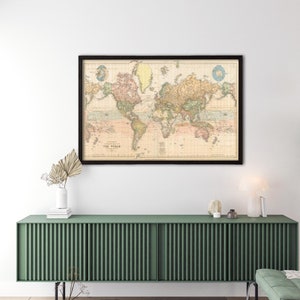 Leinwand hängend Stanfords Weltkarte Vintage Atlas 1898 Mercator-Projektion | Vintage Poster Wand Kunst Druck | Vintage Weltkarte Landkarte