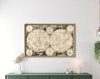 Framed Canvas Vintage 1850 Celestial Map &quot;Planisphaerium Coeleste&quot; - Old Constellation Astronomy Chart - Old Star Chart Zodiac Poster Print