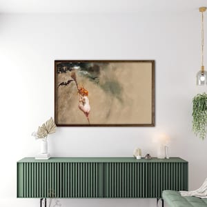 Framed Antique Witch on Broom Painting,Falero Luis Ricardo The Witch, Vintage Flying Witch Print, Witchcraft Poster Wall Art,