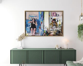 Broad City: Abbi and Ilana prints from the oil painting,Bathroom Funny Wall Art,