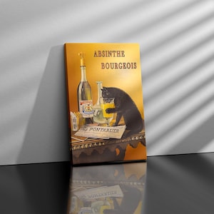 Absinthe Bourgeois-affisch, vintage 1902 fransk katt-alkoholreklam väggkonsttryck bild 1