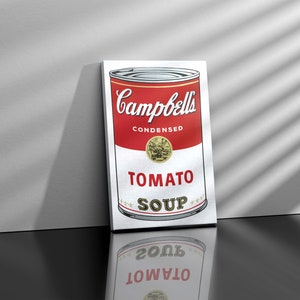 Póster de arte pop de sopa de tomate de Andy Warhol, impresión de sopa de tomate de Andy Warhol, póster de sopa Campbell, decoración de pared de cocina, decoración de pared de Warhol