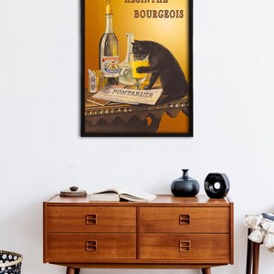 Absinthe Bourgeois-affisch, vintage 1902 fransk katt-alkoholreklam väggkonsttryck bild 2