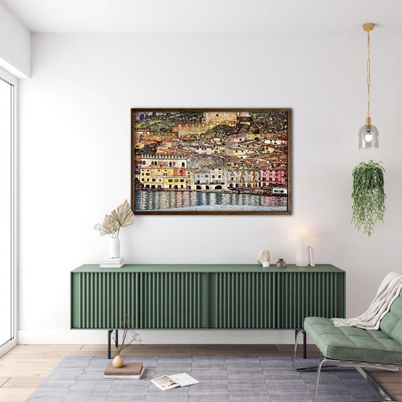 Gustav Klimt, Austrian scenes, Malcesine at Lake Garda, Water view, Landscape Art, Spring Wall Art, Gift Idea, Cottage Decor, Summer Art