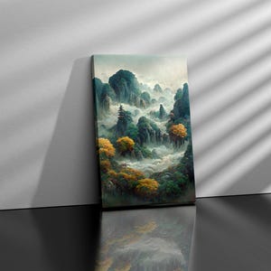 Japanese landscape Canvas art, Landscape watercolor, Gathering the poetry at pavilion,FINE ART PRINT, art posters, paintings, wall art