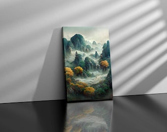 Arte en lienzo de paisaje japonés, acuarela de paisaje, recopilación de poesía en el pabellón, IMPRESIÓN DE BELLAS ARTES, carteles de arte, pinturas, arte mural