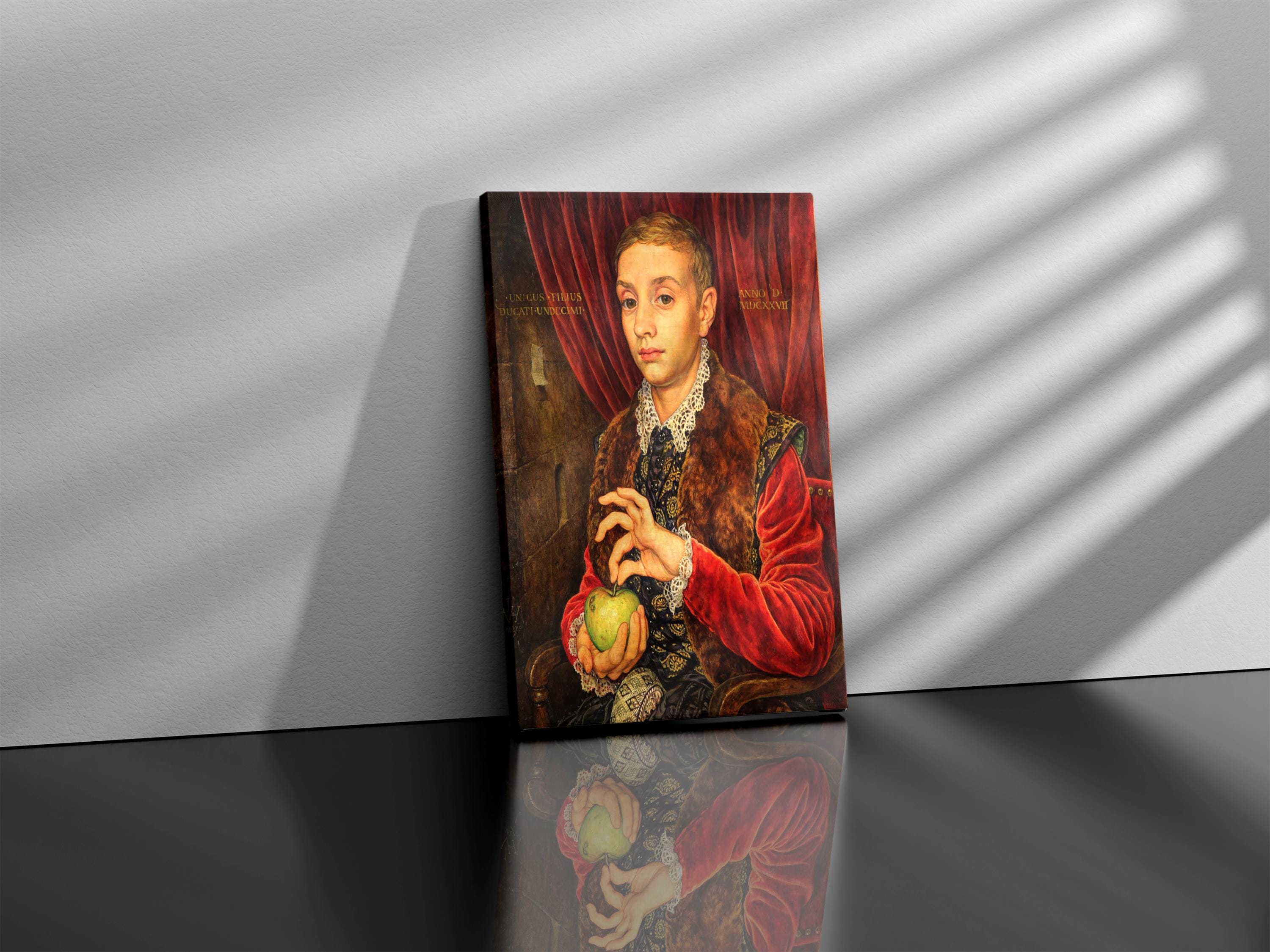 Boy With Apple Painting